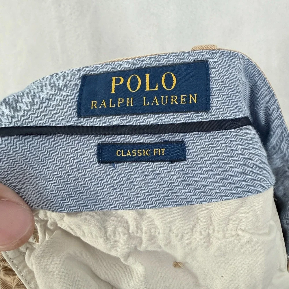 Polo Ralph Lauren Chino Pants Mens 34x30 (34x27) Beige Linen Silk Classic Fit